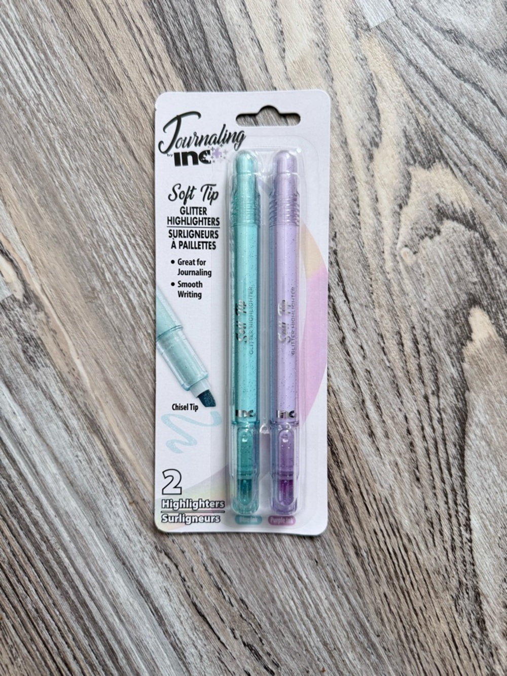 Journaling Inc. Soft Tip Glitter Highlighters - Blue and Purple